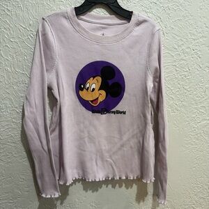 Disney MICKEY MOUSE Lavender Top Long Sleeve Girls 9/10 NWT Disney World Tshirt